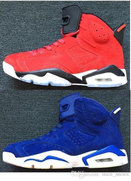 

6 red suede blue suede men basketball shoes 6s suede red and blue sneakers with box