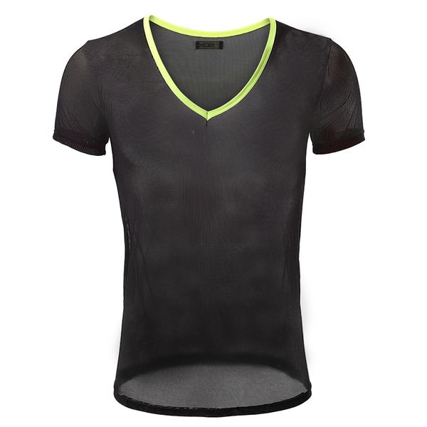 

new men's t-shirt gauze mesh man t shirts transparent breathable quick dry undershirt brand underwear dropshipping, Black;brown