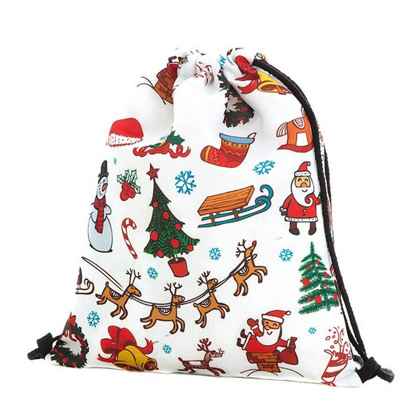 

fashion outdoor sport drawstring bag storage christmas gift linen backpack christmas drawstring bag #255