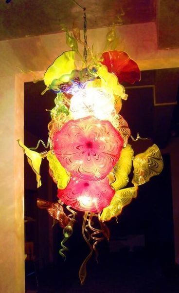 

modern blown glass chandelier trumpet and plate shape glass pendant lamp led bulbs chandelier art light murano glass chandelier