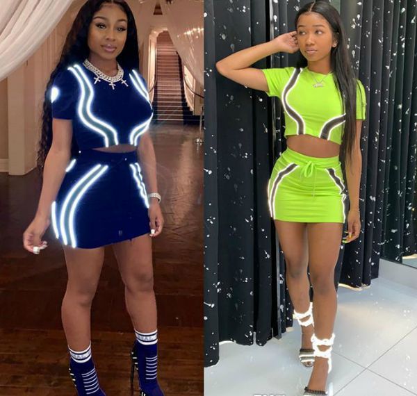 

3 м светоотражающие женские 2 шт. лето desinger платья круглый вырез юбки мода стиль женская одежда сексуальная ночной клуб повседневная оде, White