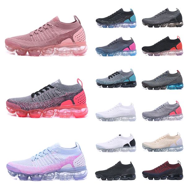 

2018 chaussures homme moc 2 laceless 2.0 running shoes triple black designer mens women sneakers fly white knit air cushion trainers
