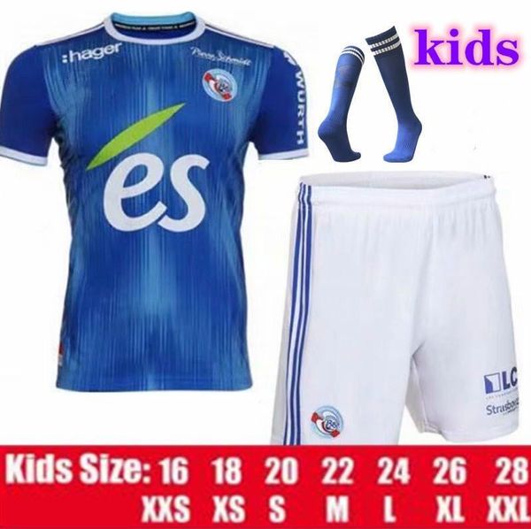 

kids kit 19 20 rc strasbourg alsace soccer jerseys home lala thomasson djiku mothiba sissoko martin 2019 2020 maillot de foot youth uniform, Black