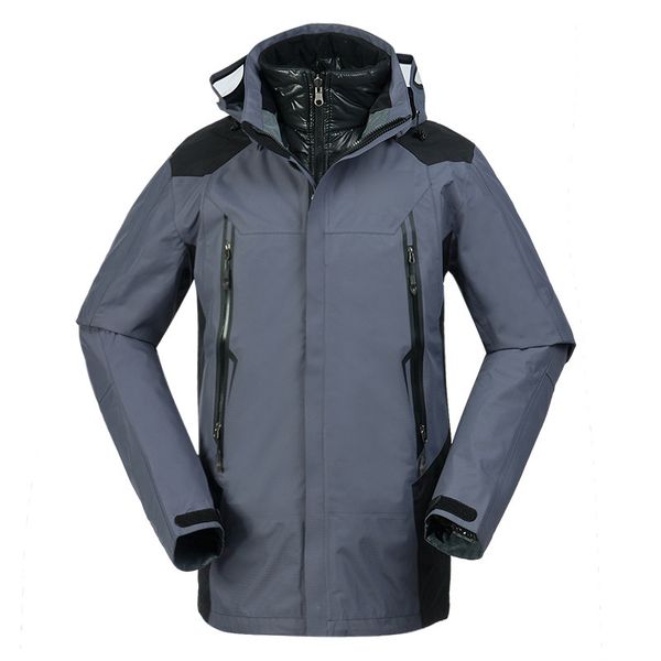 

new outdoor 3 in 1 hiking softshell jackets men detachable waterproof fleece coat trekking clothes ski climbing mountain jackets, Blue;black
