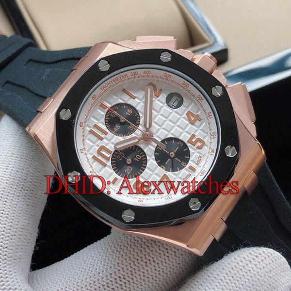 

mens designer watches luxury watch chronograph satch quartz movement 44mm 316l stainless steel case rubber band sapphire wristwatches, Slivery;brown