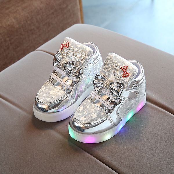 

toddler baby shoes fashion sneakers for children girl boys star luminous child casual colorful light shoes sneakers 2020, Black