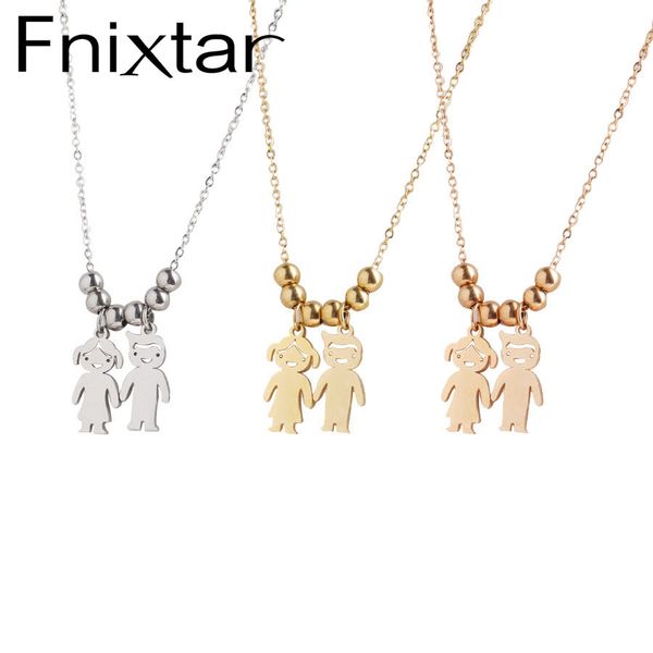 

fnixtar baby girl boy necklace can engraved stainless steel personalized necklaces for family gifts 5pcs/lot, Silver