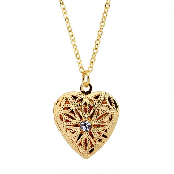 

hollow out heart jewelry necklace can open and put p fashion necklace box jewelry a361(db, Silver