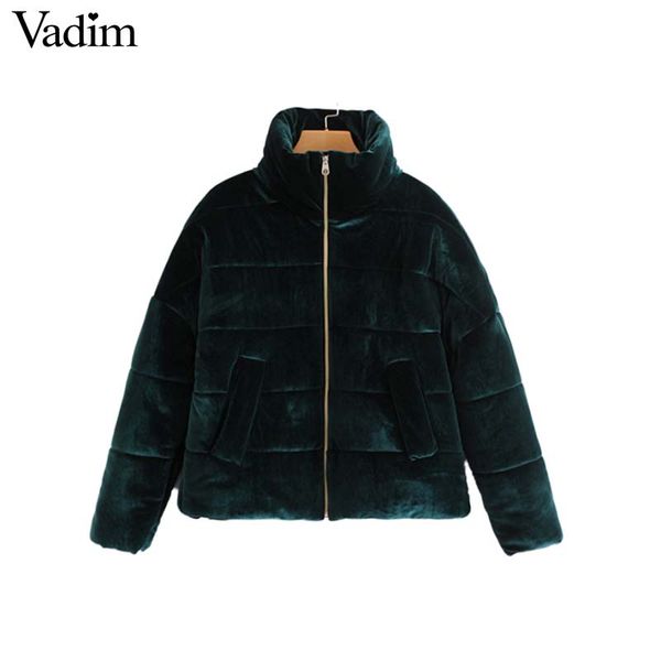 

vadim women winter thick warm velvet jacket padded pockets loose coats solid female casual oversized outerwear ca245, Black