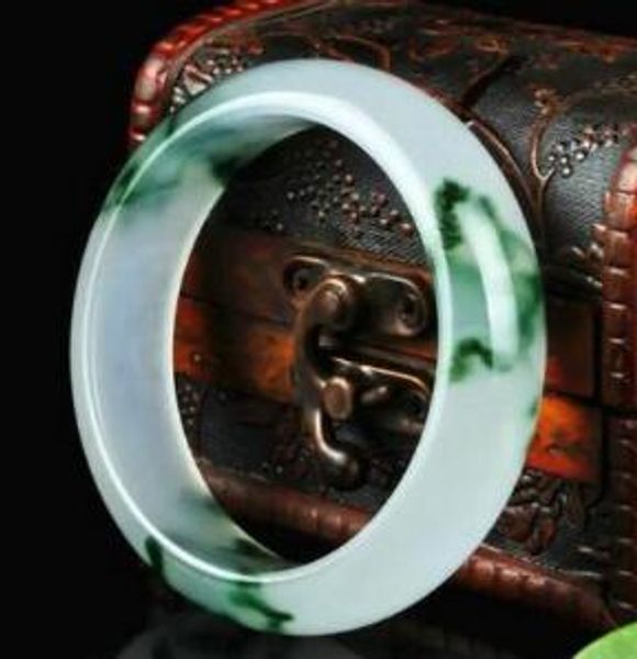 

100% natural icy type jadeitejade bangle bracelet green 61mm, Black