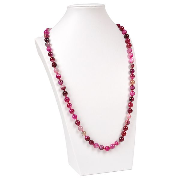 

8 mm as red as a rose and color mixing stripe carnelian necklace, Silver