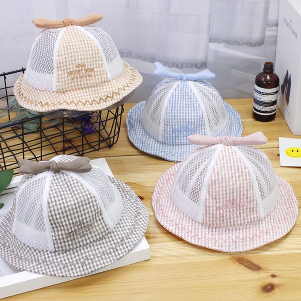 

new toddler hat infant baby girls bucket hat cute cotton beach cap summer outdoor sunshade bowknot bucket hats, Yellow