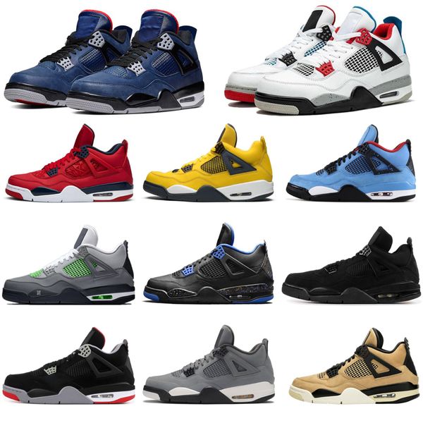

new jumpman 4 4s black cat men basketball shoes cactus jack bred loyal blue whatthe mens trainers sports sneakers size 7-13