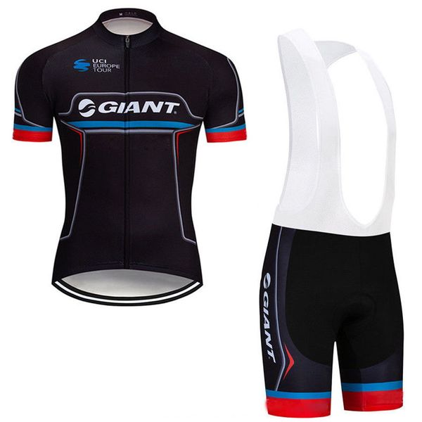 

2019 summer giant team mens short sleeve cycling jersey bib shorts set quick dry mtb bicycle sports uniform outdoor racing clothes y041901, Black;red