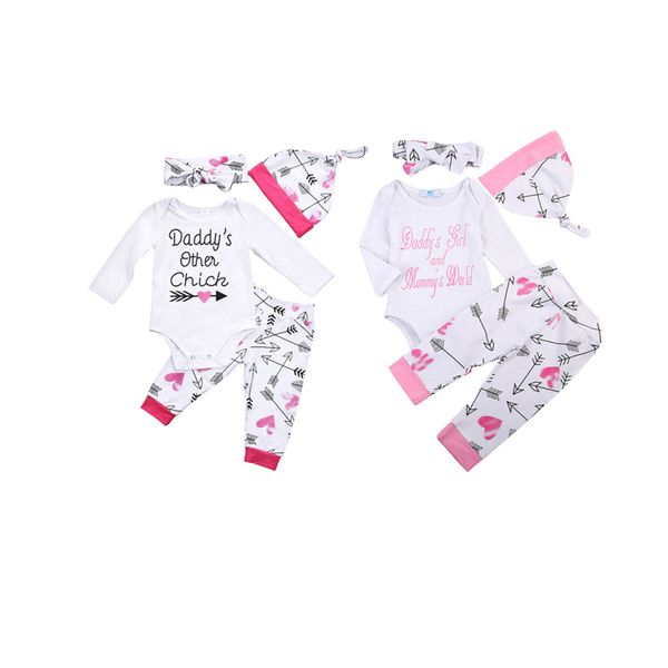 

3шт baby набор письмо набор одежды для новорожденных младенцев одежда для девочек комбинезон + цветочные брюки леггинсы outfit 0-24 месяцев, White