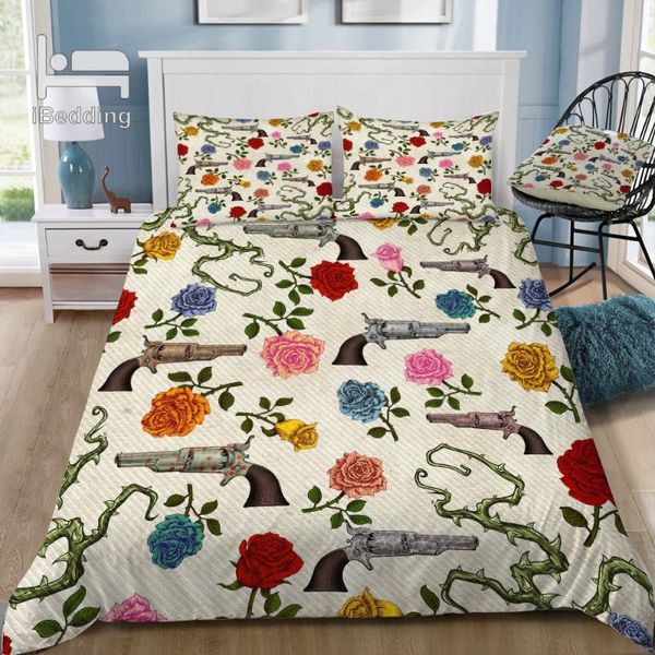 

sweet guns and roses 3d bedding set printed duvet cover set  king twin size