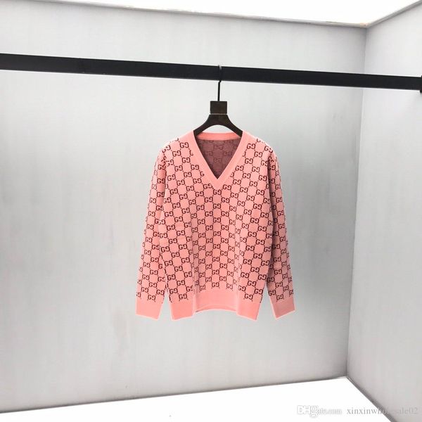 

20ss европа италия осень и зима последний стиль мода высокое качество мужская v-образным вырезом повседневное тело письмо печати вязаный o-о, White;black