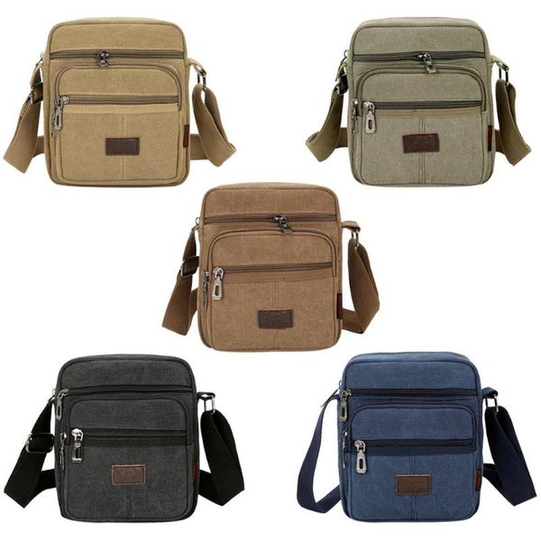 

canvas crossbody shoulder bag men zipper casual travel male messenger pack