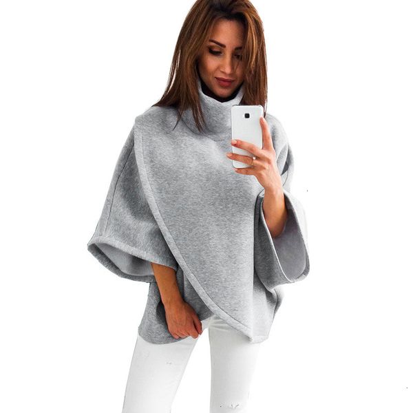 

ladies blouse woman elegant gray turtleneck irregular blouse womens 3 4 sleeve casual 90s loose fashion wide cuffs shirt blusas, White