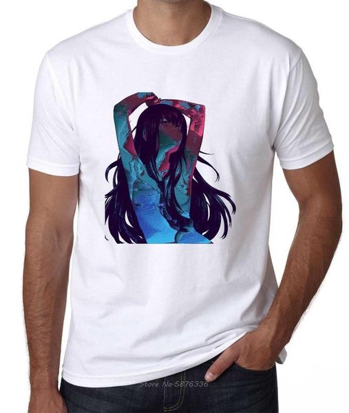 

футболки мода хлопок slim fit топ аниме эстетической vaporwave размахивая глюк девушка отпечатано лето мужской топ t рубашка смешные, White;black