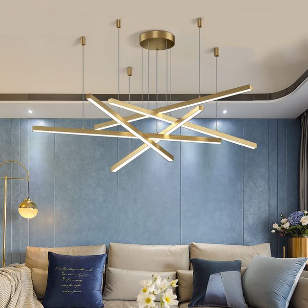 

new modern led chandelier lighting brief gold home decoration hanglamp living dining room light fixtures kitchen island lamp