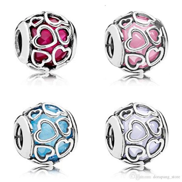 

new 2017 new spring 925 sterling silver pandora love bead multicolor charm bead fit bracelets diy bracelet the factory wholesale, Black