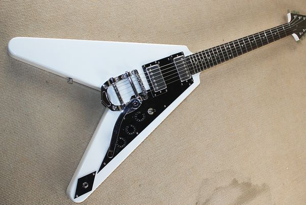 

v-flyingv white electric guitar small rocker rose wood fingerboard
