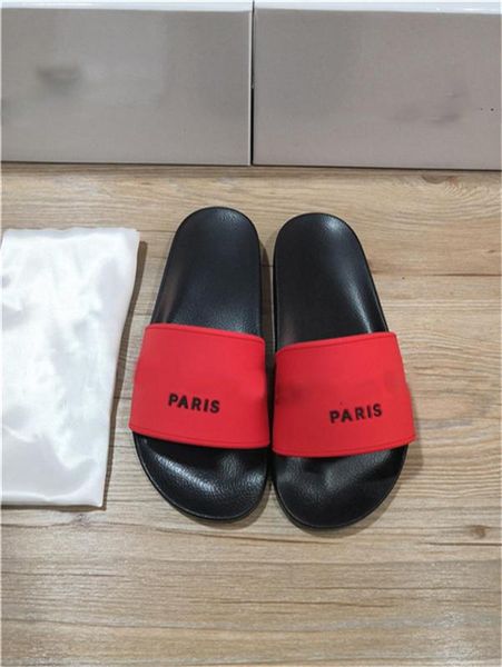 

paris luxury designer mens womens summer sandals beach slide slippers ladies flip flops loafers print leather solid color us5.5-11, Black