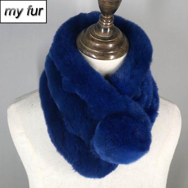 

real rex fur neck collar scarves women winter hand knit rex fur scarf warm fluffy natural pompoms ring muffle