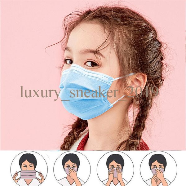 

factory sale kids' size profession disposable mask 3-ply non-woven breathable boys girls face mask blue anti-dust earloop masks