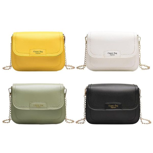 

letter print shoulder bag pu leather women chain crossbody saddle bags