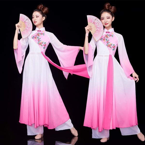 

fan dance performance yangko clothing new elegant classical dance costumes female national chinese style, Black;red