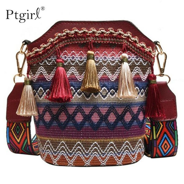 

2020 women ladies summer boho style vantage tote bag for women ptgirl retro handbag shoulder purse tassel messenger