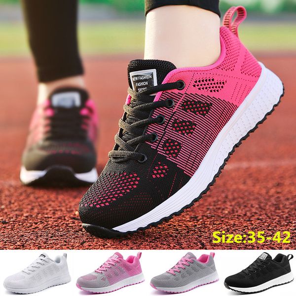 

women sneakers fashion flat gym lightweight breathable sport running shoes
