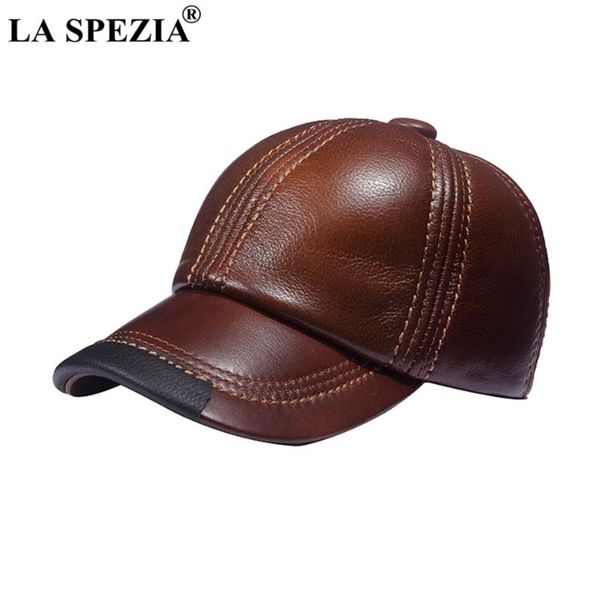 

la spezia brown baseball caps men genuine leather casual peaked hat male adjustable winter natural leather baseball hats, Blue;gray