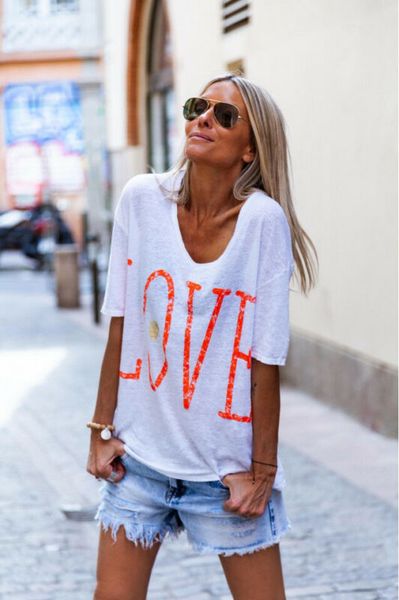 

women's summer t-shirts 2019 new v-neck short sleeve letters printed t-shirt for girls lady fashion style tees plus size, White
