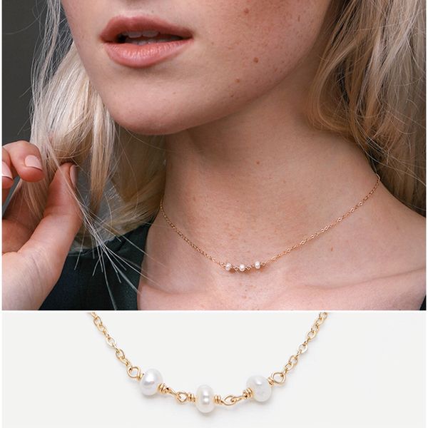 

925 silver/gold filled pearl necklace handmade custom choker pendants boho collier femme kolye collares jewelry women necklace
