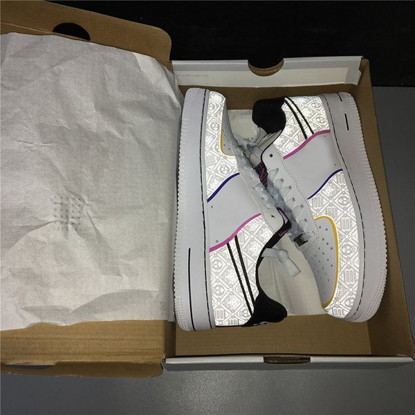 

2019 day of the dead forced skateboarding shoes 3m reflective mens women real leather designer sport basketball shoes