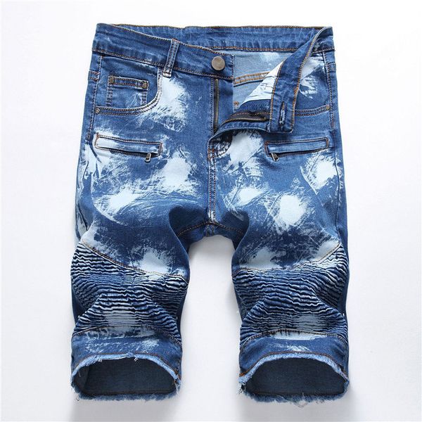 

Hot Designer Mens Jean Shorts Draped Hole Skinny Mens Cool Jean Shorts Fashion Knee Length Mens Trousers