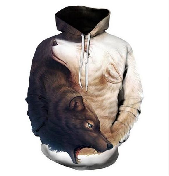 

new fashion hip hop sweatshirt men / women 3d casual hoodies wolf harajuku style loose pullover hoodies usa075, Black