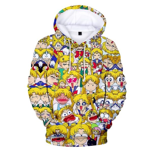 

children's hoodie sweatshirt anime sailor moon boys/girls popular fashion 3d cute full 3d print costume, Black