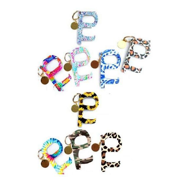 

13style portable keychain no-touch elevator button tools contactless edc door opener key tool sunflower leopard keychain party favor gga3445