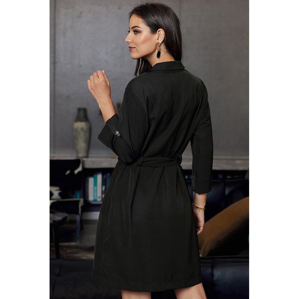 

ins приграничной рубашки платье женщины лет новая европейские и американский стиль однобортные с длинными рукавами tie-талия шнуровка длины, White;black