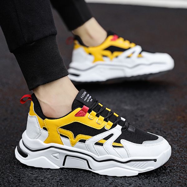 

2019 new autumn men's shoes tide shoes net red wild high school students casual old man running youth sports, Black
