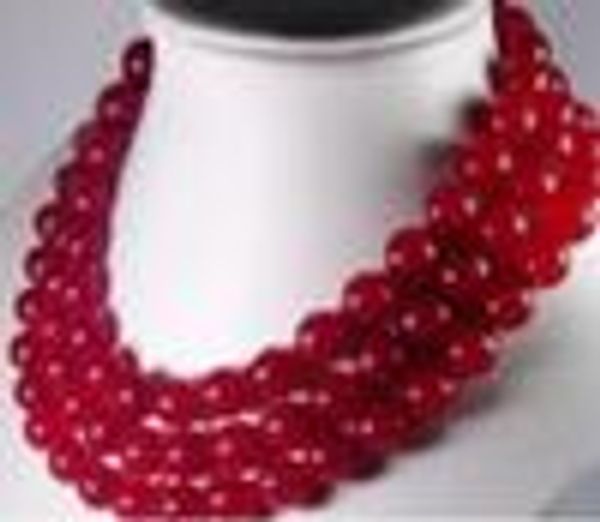 

++ + 10mm natural red stone jewelry necklace 50inch, Silver