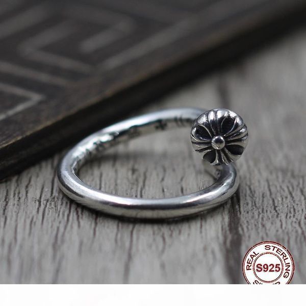 

s925 pure silver men's ring personality retro the punk style cross, military flower classic ring gift to your lover 2019 new