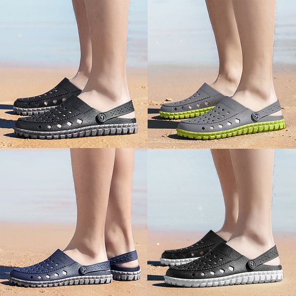 

men's shoes sandals and slippers summer air breathable wading shoes outdoor wear personalized non-slip hole shoes garden sandals, Black