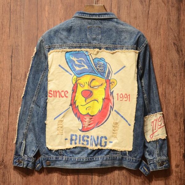 

Японский бренд Street Tide Оригинальный дизайнер Аппликации ткань Lion Pattern для мужчин д