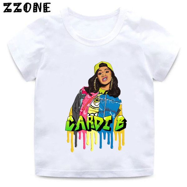

boys and girls hip hop rapper cardi b print t shirt baby kids fashion funny clothes children summer short sleeve t-shirt,hkp5260 y200704, Blue