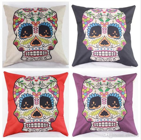 

skull decorative cushion pillow case cover square linen cotton couch pillowcase living room bedroom sets cushions pillow case 240625